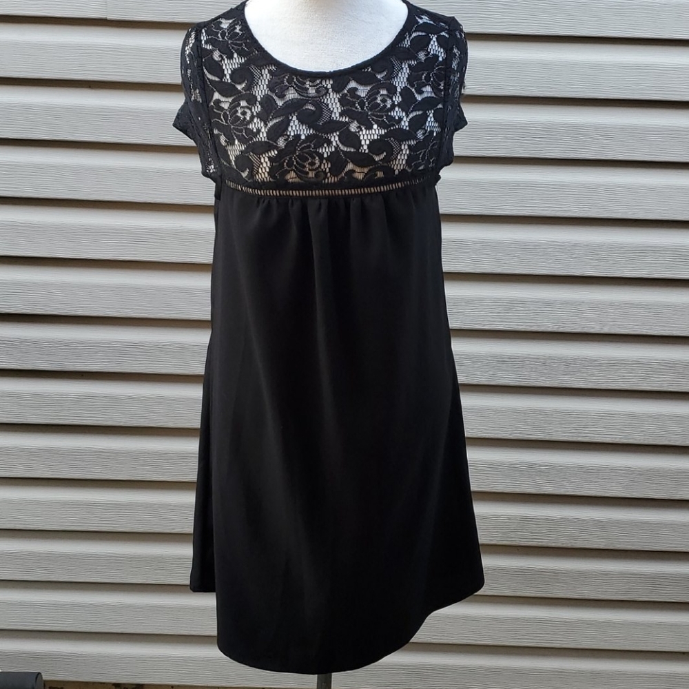 Speechless simple black lace top dress size Large